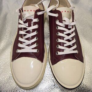 MARNI Leather Sneakers US 7.5 EU38 Dipped Sole Grommets Mismatched Sneakers